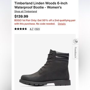 Black Timberland Work Boots, women’s 8.5
